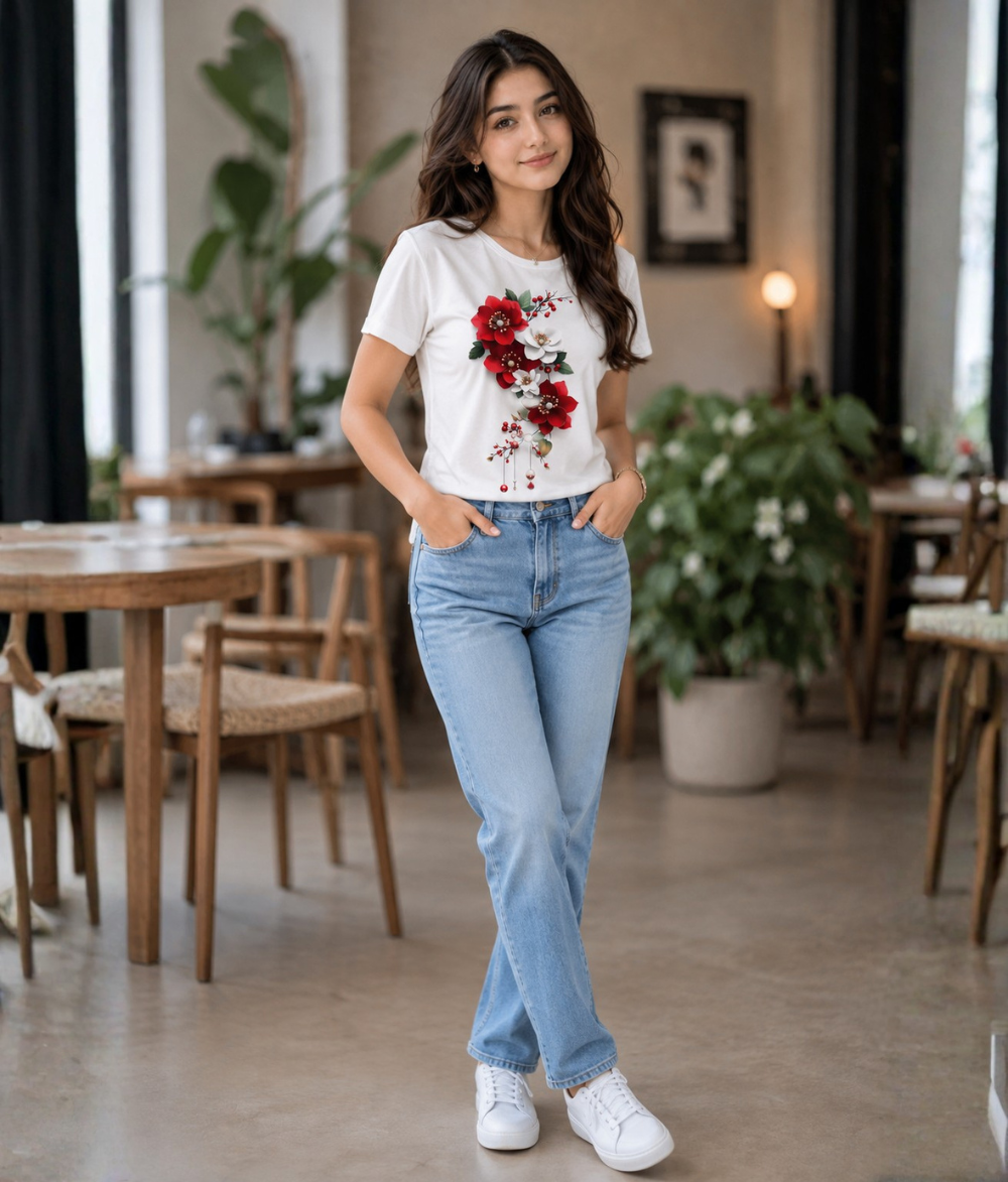 Floral Blossom Graphic Girls T-Shirt