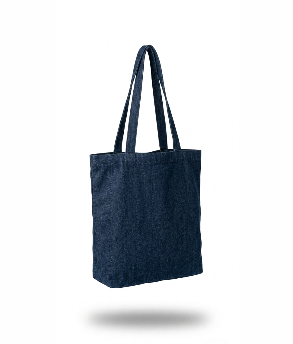 Premium Denim Tote Bag | Dark Wash Blue Cotton Canvas Shoulder Bag