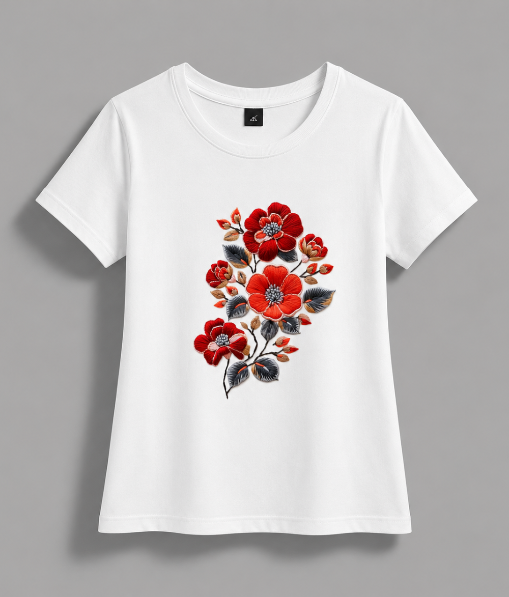 Floral Motif Girls T-Shirt