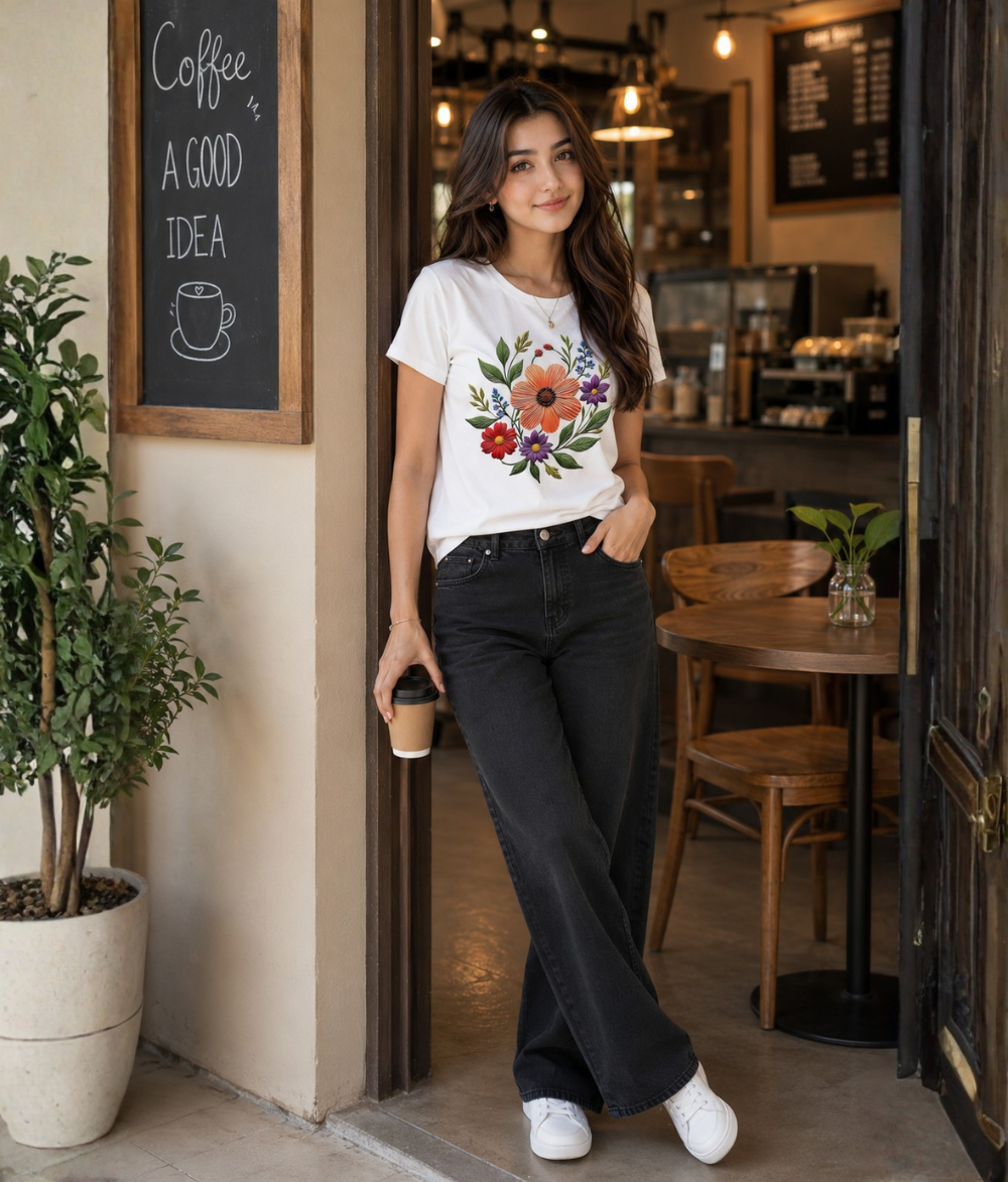 Botanical Wreath Graphic Girls T-Shirt