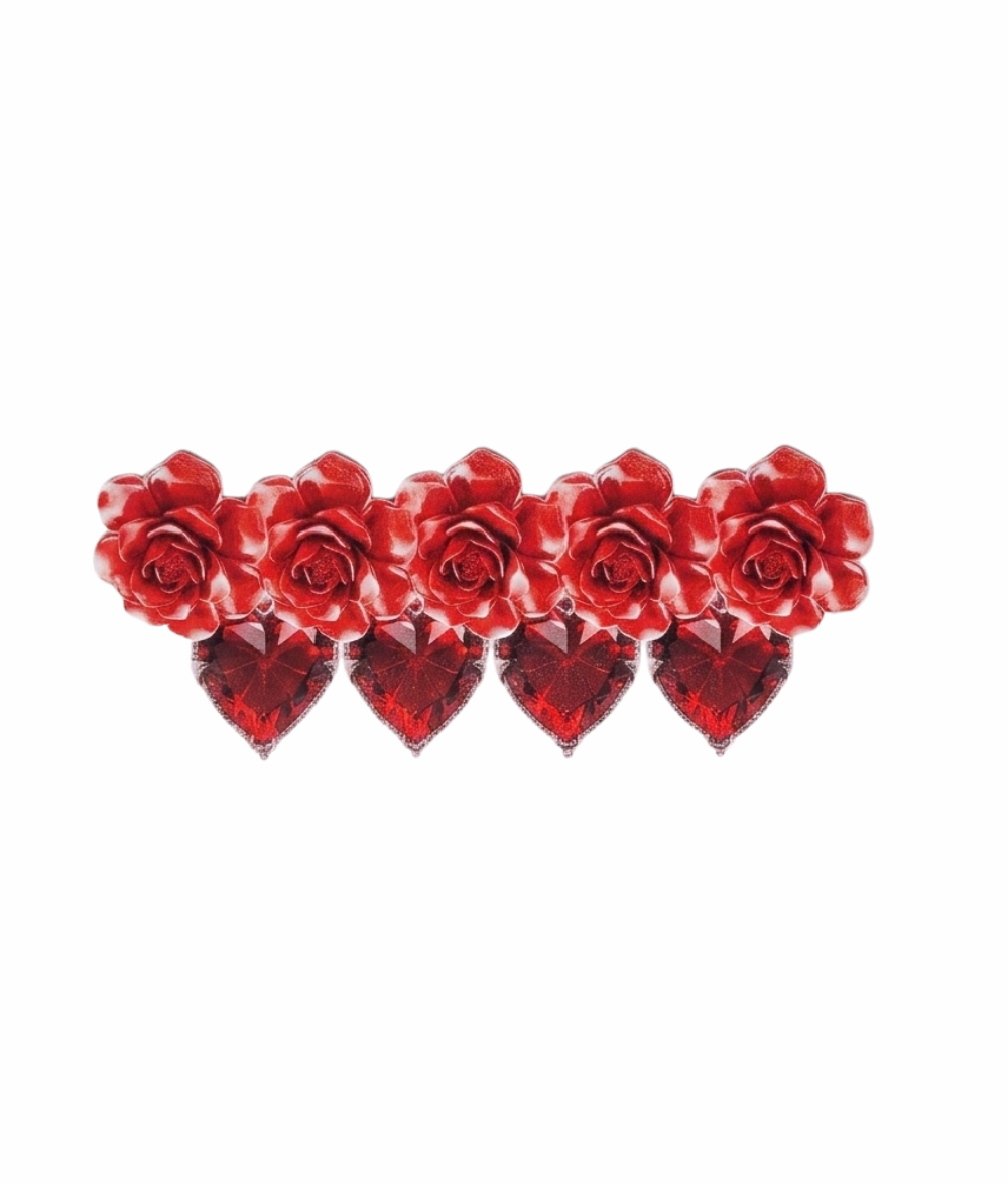 3D Ruby Rose Embroidery – Neckline & Border Patch