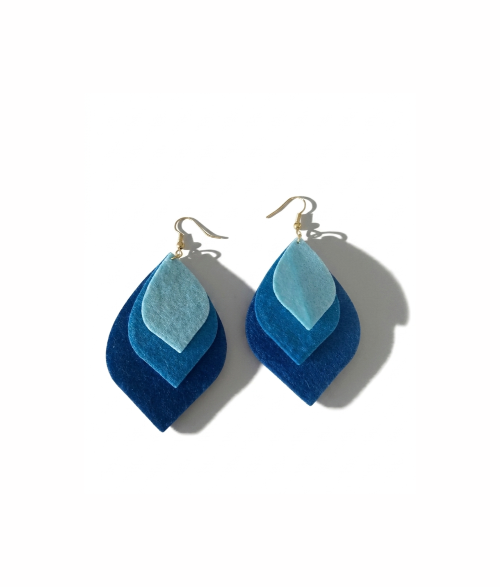 Azure Petal Tiered Felt Earrings