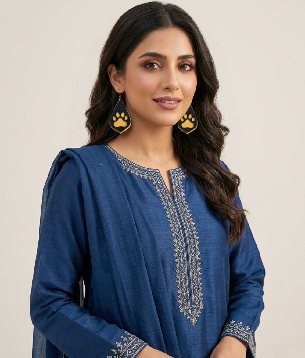 Golden Paw Layered Teardrop Earrings