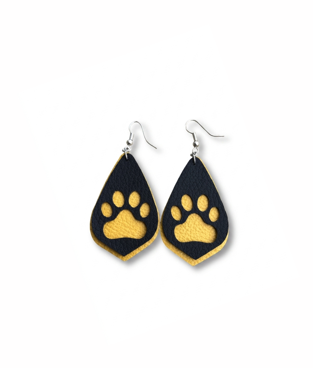Golden Paw Layered Teardrop Earrings