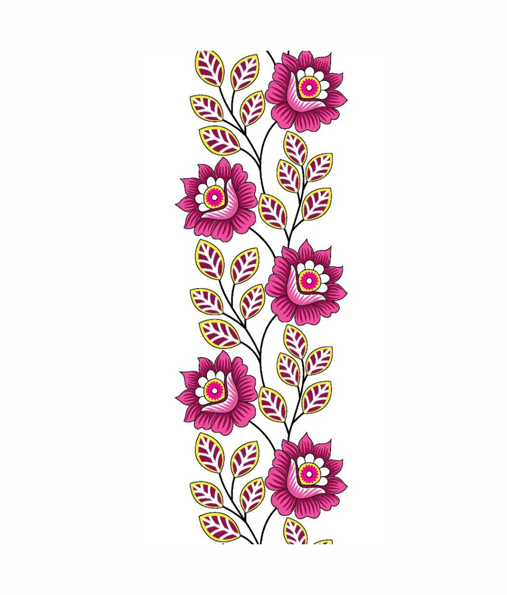 Magenta Rose Garden Embroidered Lace
